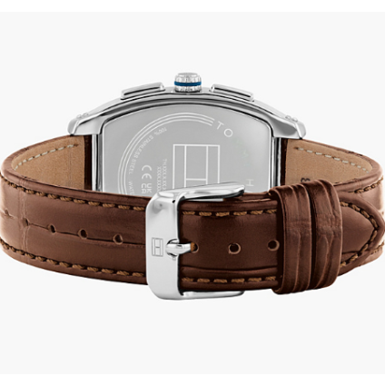 TOMMY HILFIGER BLUE CHRONO GENTS BROWN LEATHER WATCH