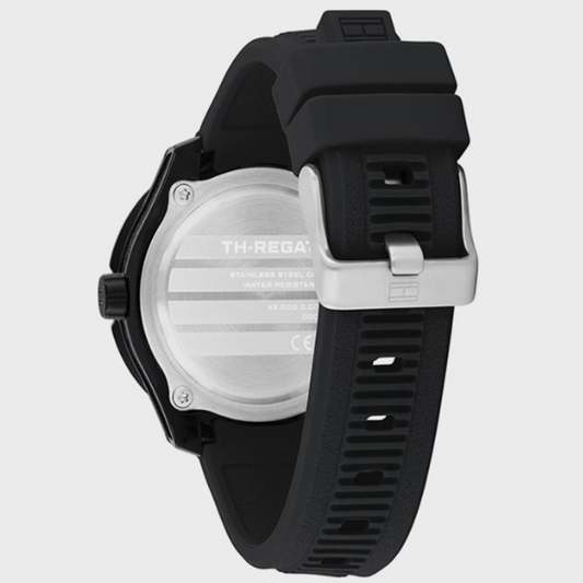 TOMMY HILFIGER BLACK SILICONE WATCH