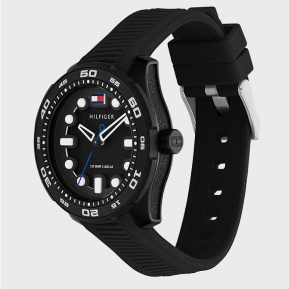 TOMMY HILFIGER BLACK SILICONE WATCH