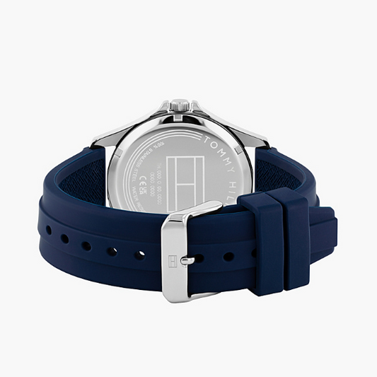TOMMY HILFIGER BLUE/RED DIAL GENTS BLUE SILICONE WATCH