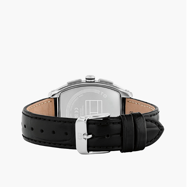 TOMMY HILFIGER OXFORD BLACK CHRONO GENTS BLACK LEATHER WATCH