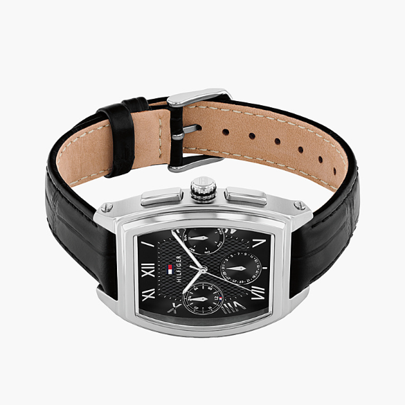TOMMY HILFIGER OXFORD BLACK CHRONO GENTS BLACK LEATHER WATCH