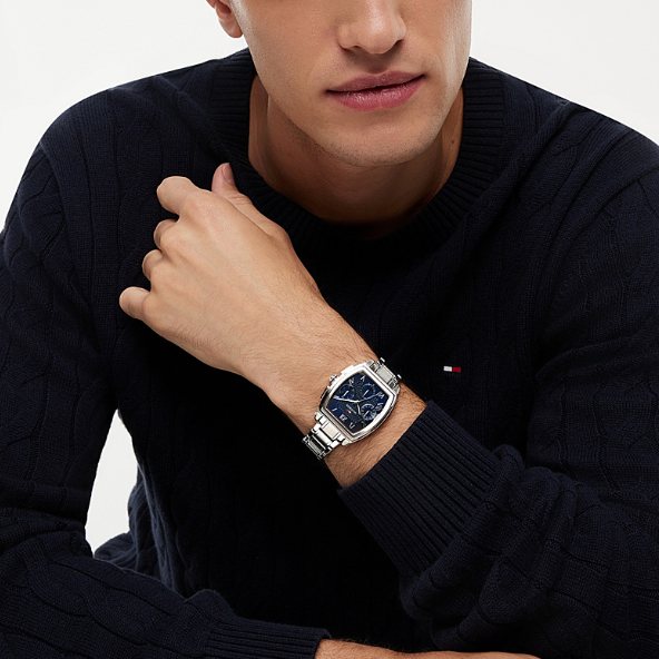 TOMMY HILFIGER OXFORD BLUE CHRONO GENTS STAINLESS STEEL WATCH
