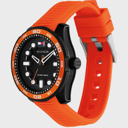 TOMMY HILFIGER ORANGE SILICONE WATCH