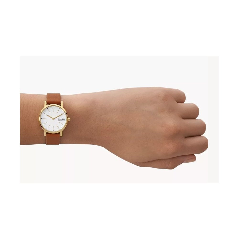 Signatur Lille, Two-Hand Brown Leather Ladies Watch