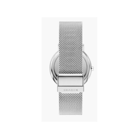 Signatur Three-Hand, Blue Dial, Gents Silver Stainless Steel Mesh Watch