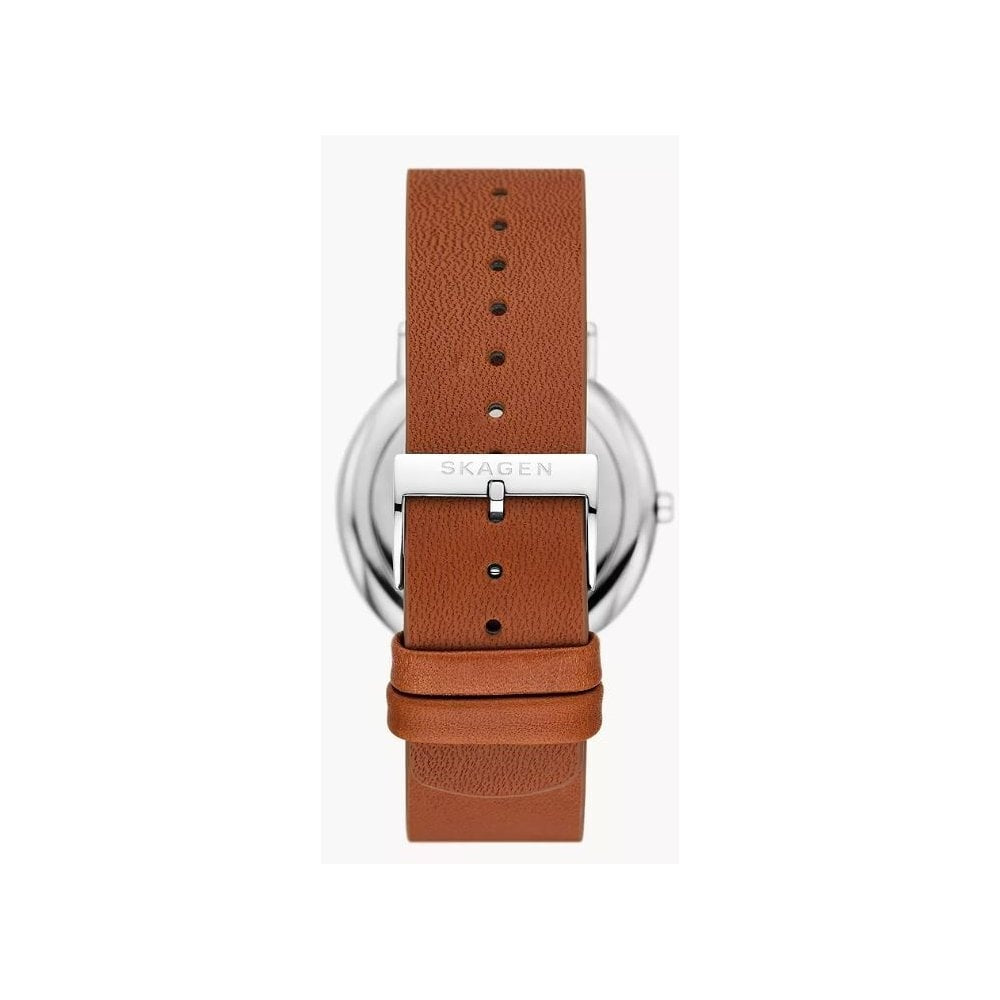 Signatur Three-Hand, Luggage, White Dial, Gents Brown Leather Watch