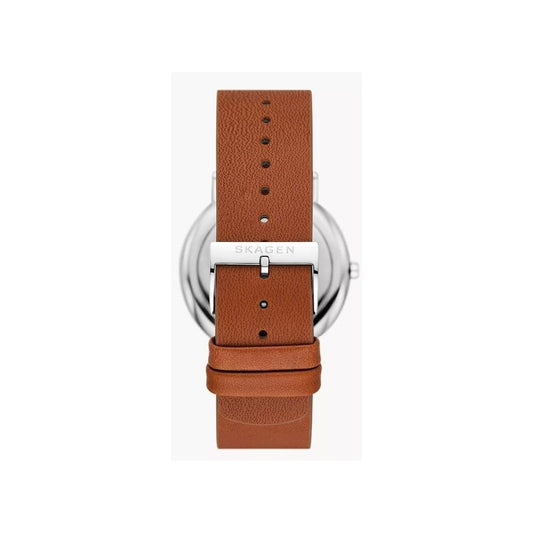 Signatur Three-Hand, Luggage, White Dial, Gents Brown Leather Watch