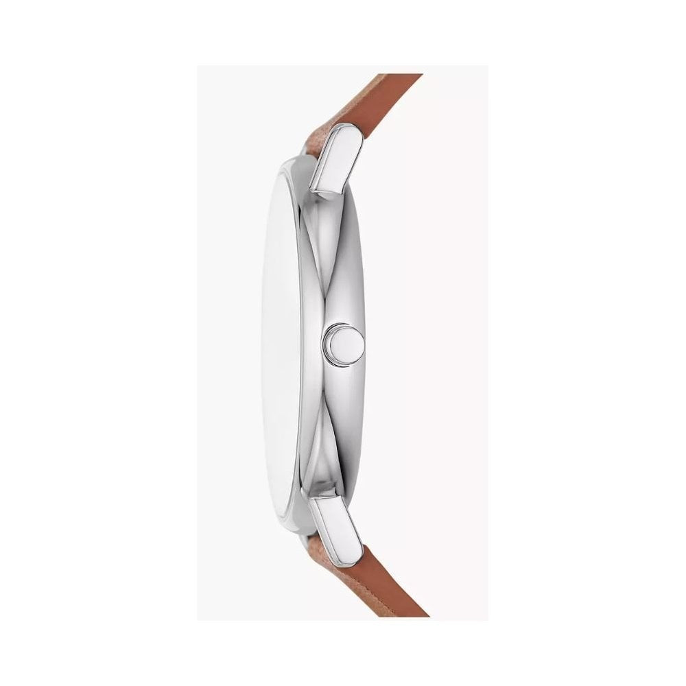 Signatur Three-Hand, Luggage, White Dial, Gents Brown Leather Watch