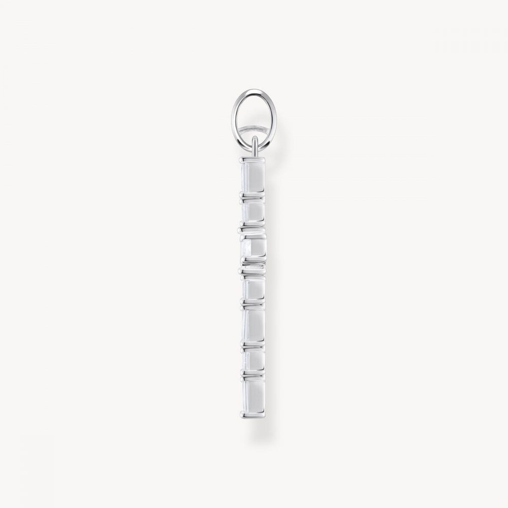 Silver Cross Pendant With White Zirconia