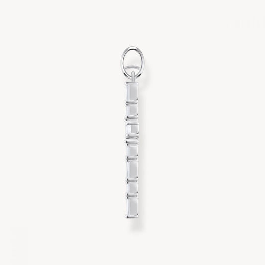 Silver Cross Pendant With White Zirconia
