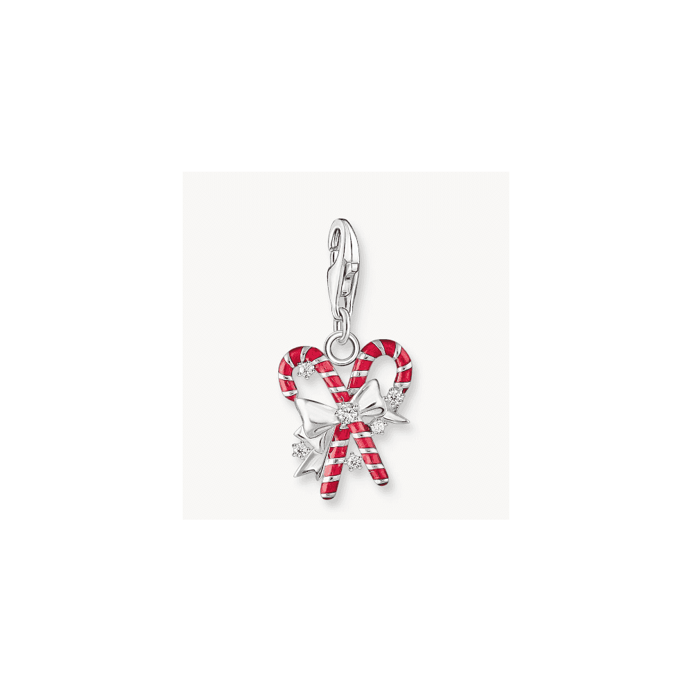 Silver candy canes charm pendant