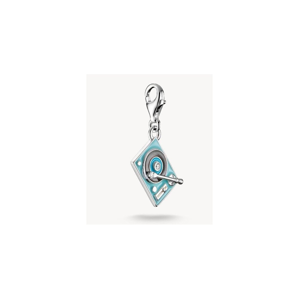 Silver charm pendant 3D record player