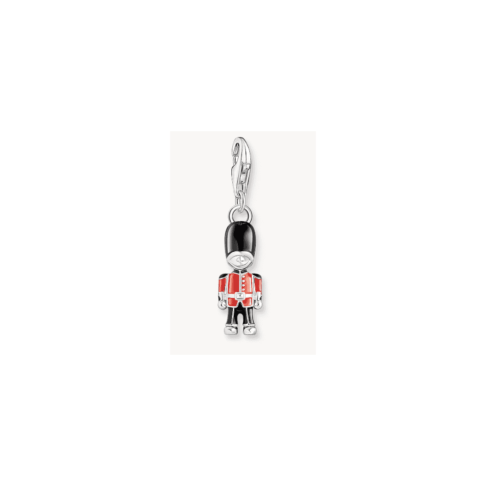 Silver charm pendant LONDON royal guard with cold enamel
