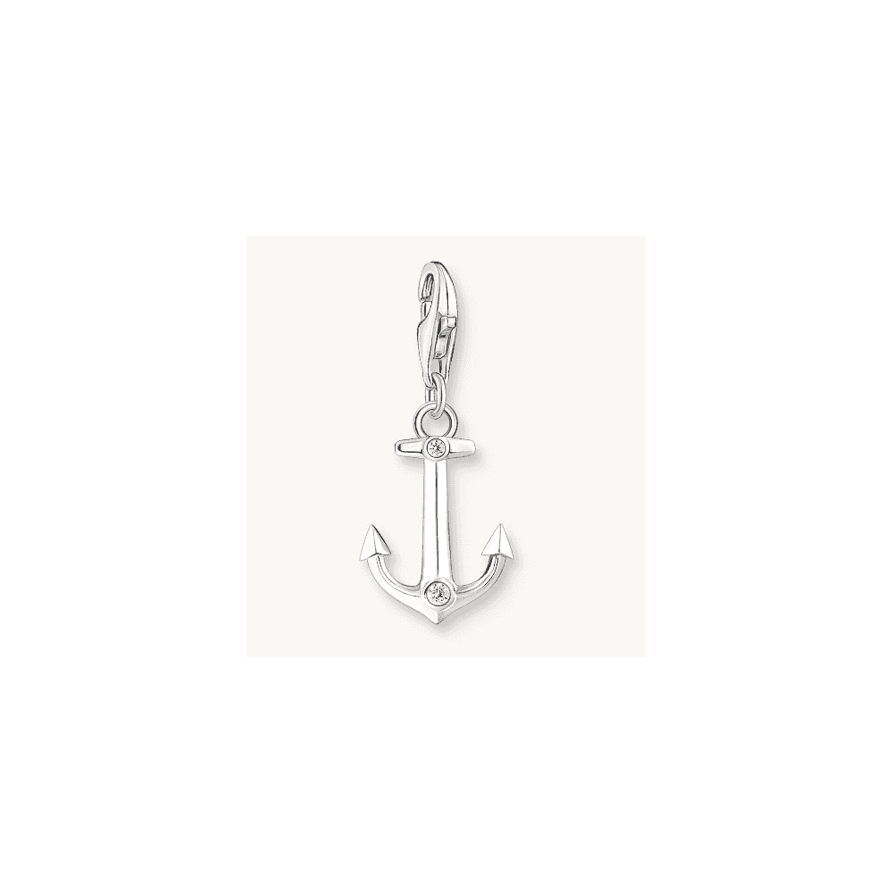 Silver charm pendant anchor with zirconia