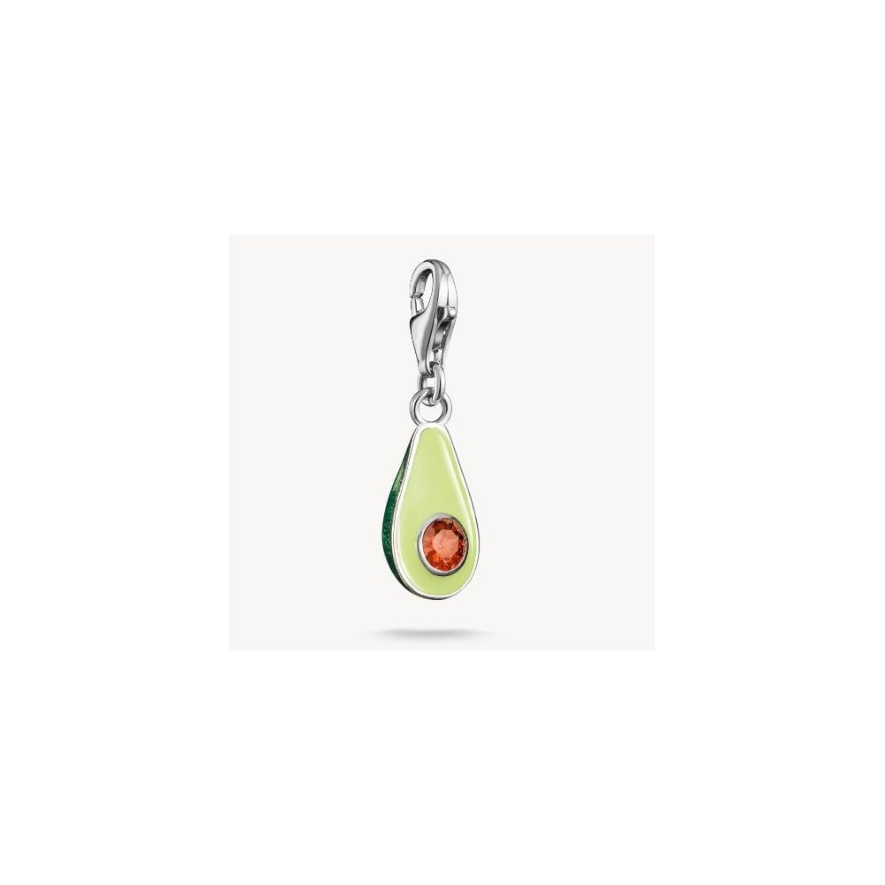 Silver charm pendant avocado