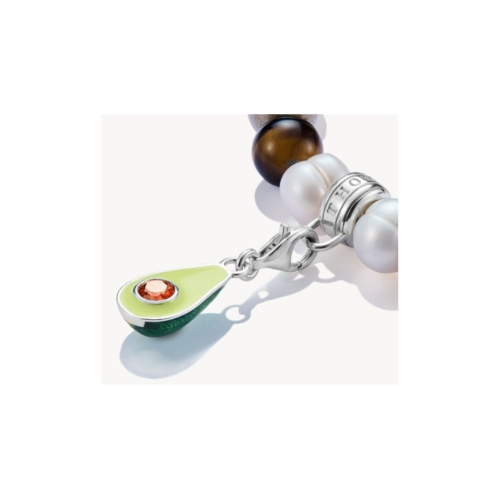 Silver charm pendant avocado