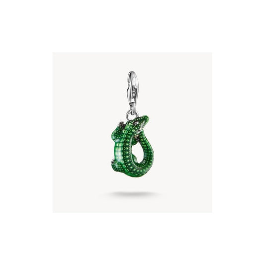 Silver charm pendant crocodile