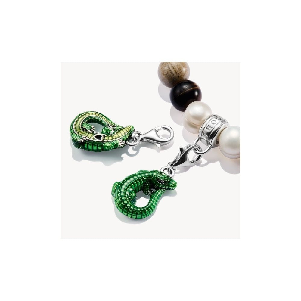 Silver charm pendant crocodile
