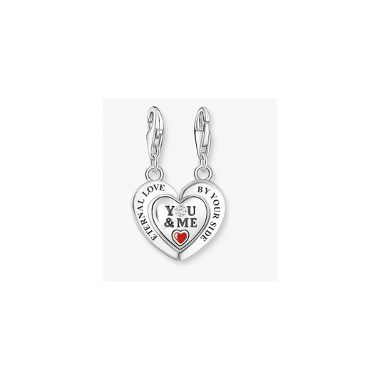 Silver charm pendant in heart-shape with engraving
