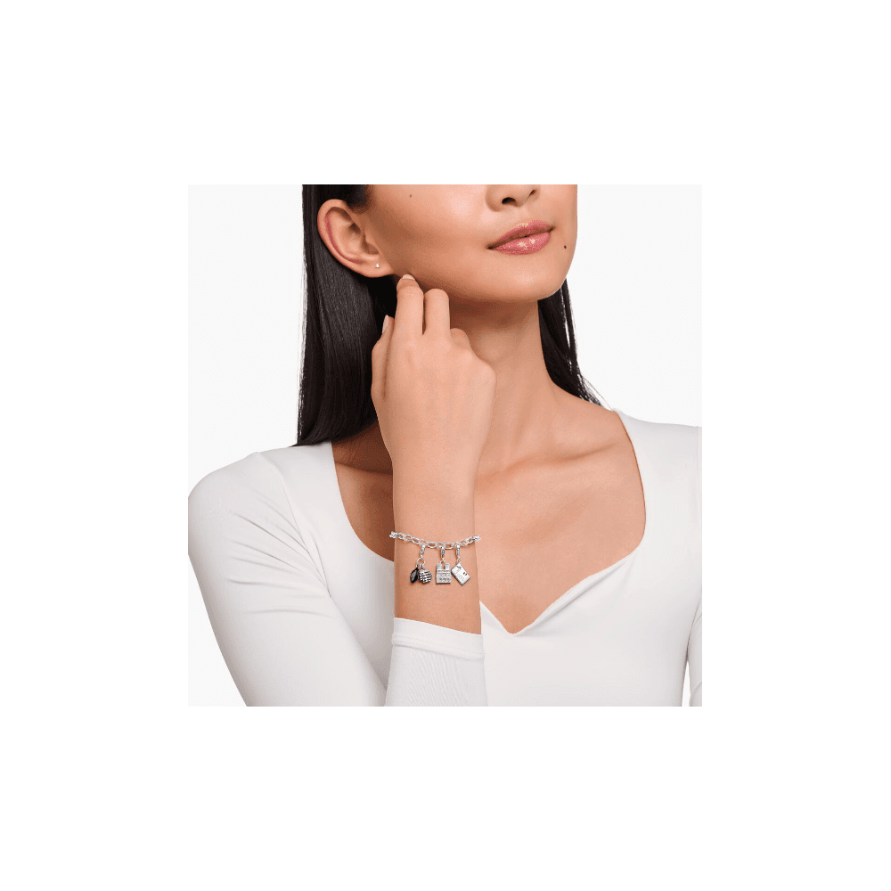 Silver charm pendant with beret hat and Breton shirt