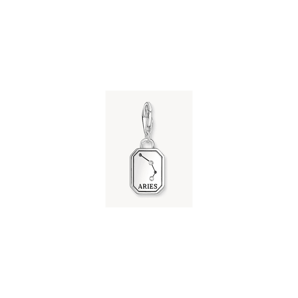Silver charm pendant zodiac sign Aries with zirconia