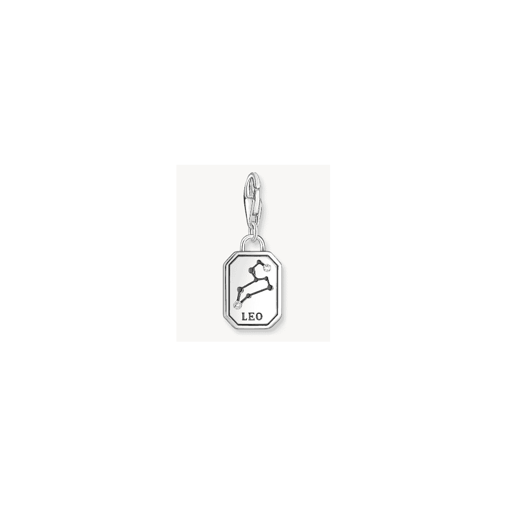Silver charm pendant zodiac sign Leo with zirconia