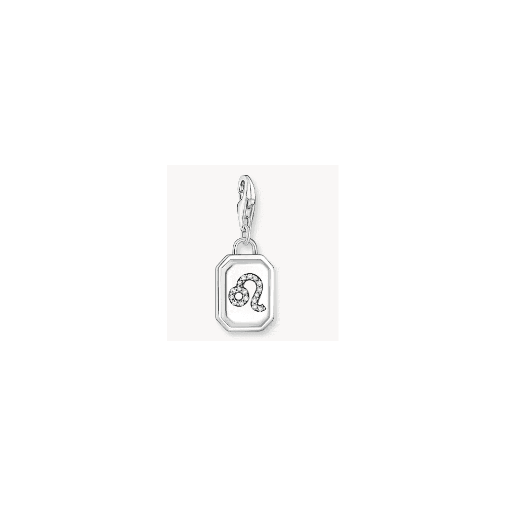 Silver charm pendant zodiac sign Leo with zirconia