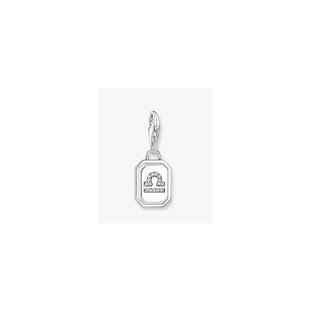 Silver charm pendant zodiac sign Libra with zirconia