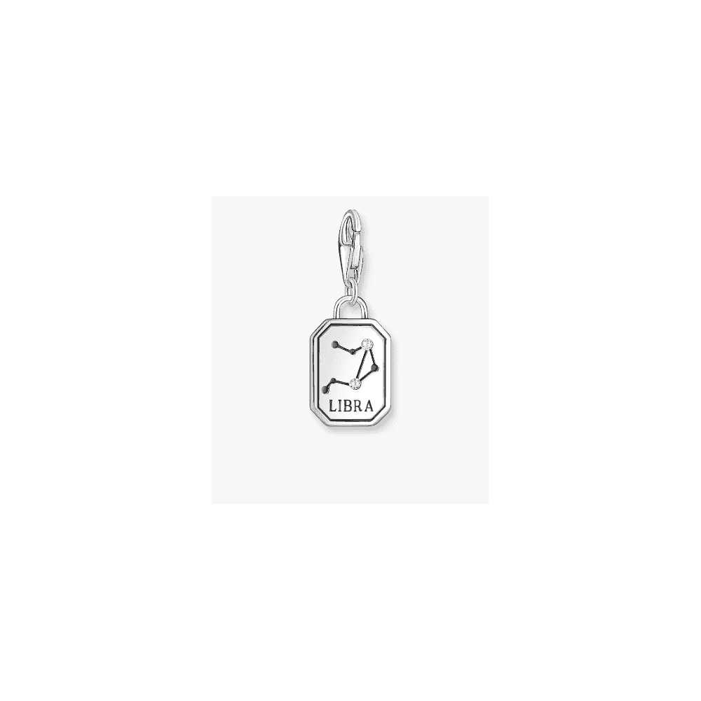 Silver charm pendant zodiac sign Libra with zirconia