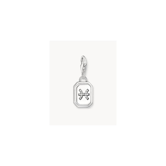 Silver charm pendant zodiac sign Pisces with zirconia