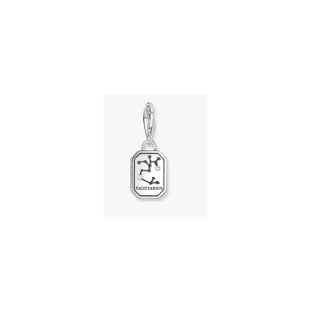 Silver charm pendant zodiac sign Sagittarius with zirconia