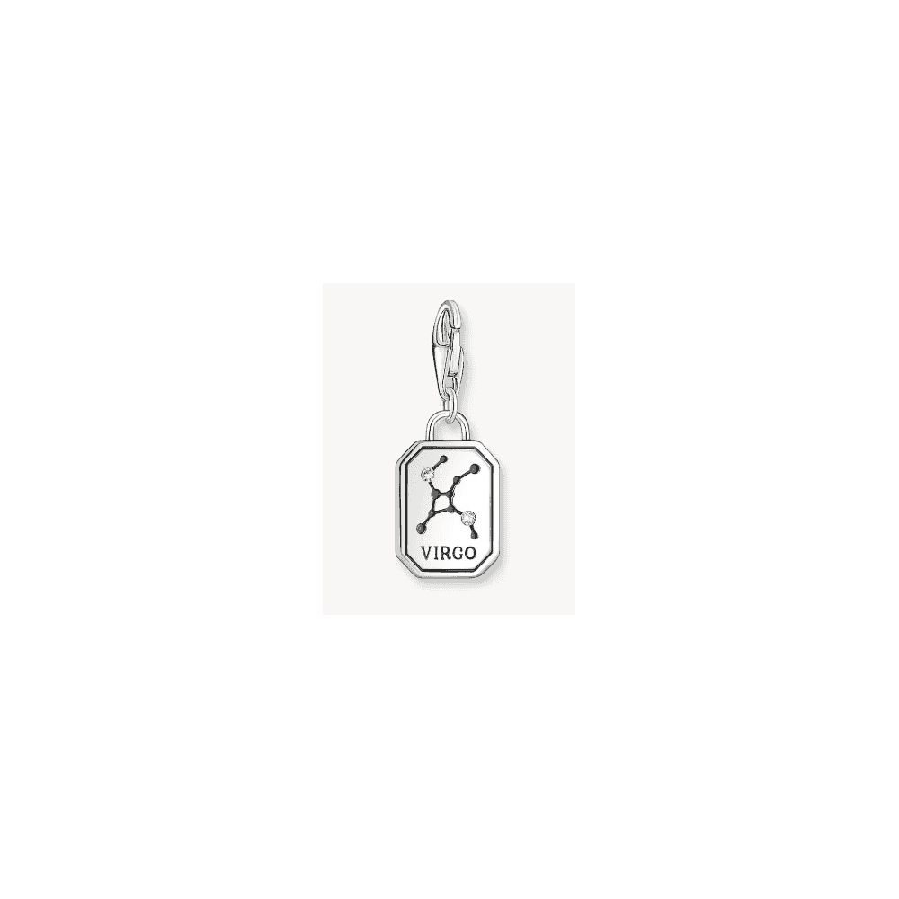 Silver charm pendant zodiac sign Virgo with zirconia