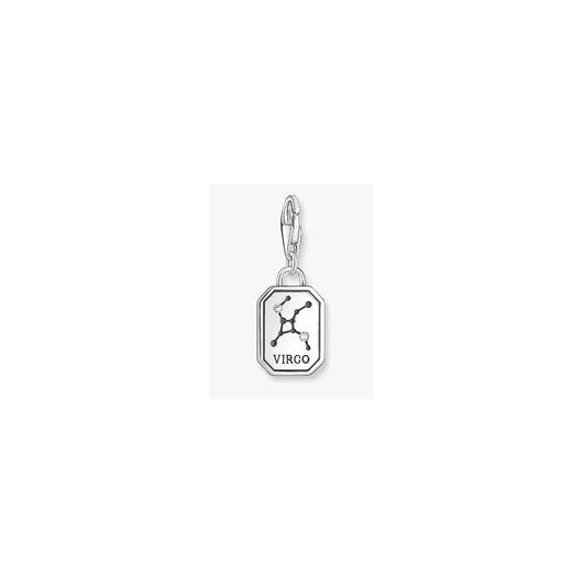 Silver charm pendant zodiac sign Virgo with zirconia
