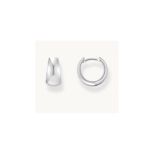 Silver classic hoop earrings in chunky, trapezoidal shape