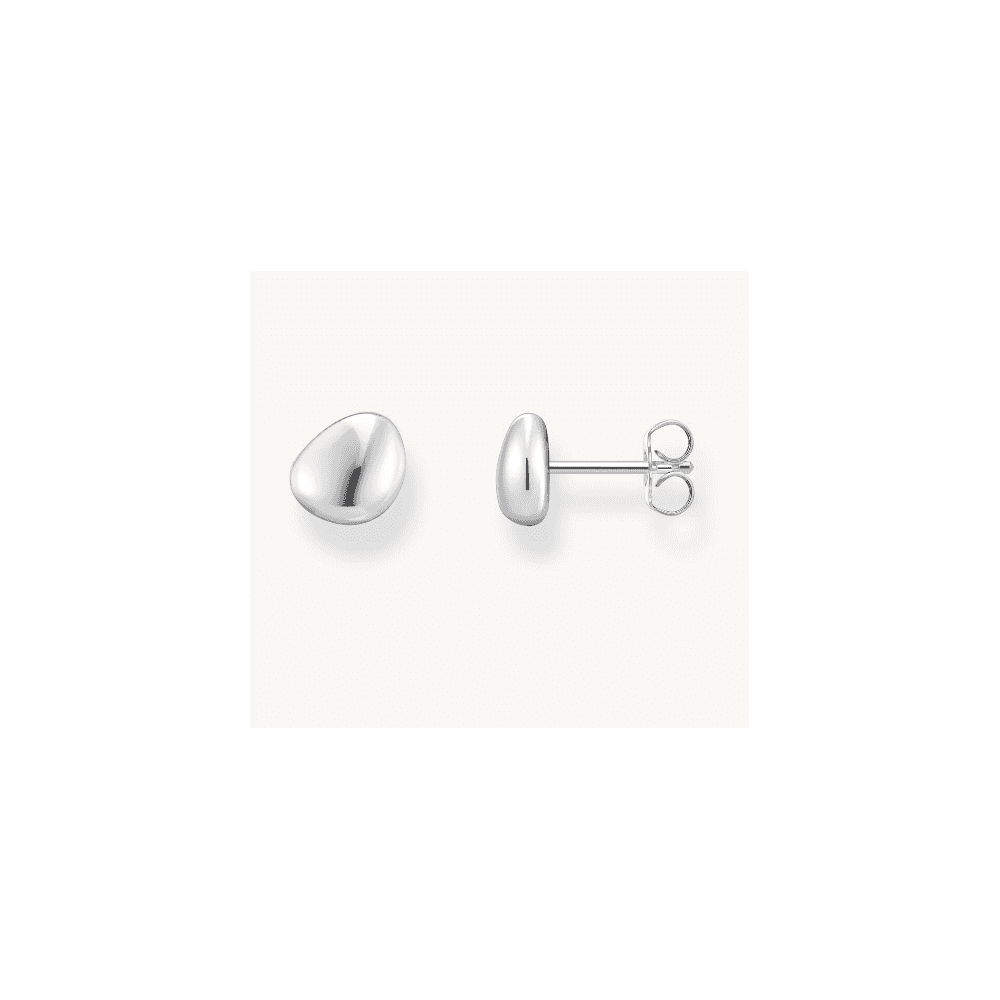 Silver ear studs in organic shape