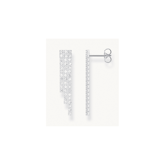 Silver earrings in waterfall design with white zirconia