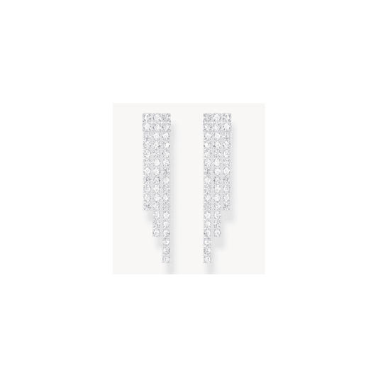 Silver earrings in waterfall design with white zirconia