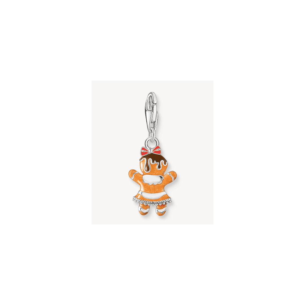 Silver gingerbread girl charm pendant