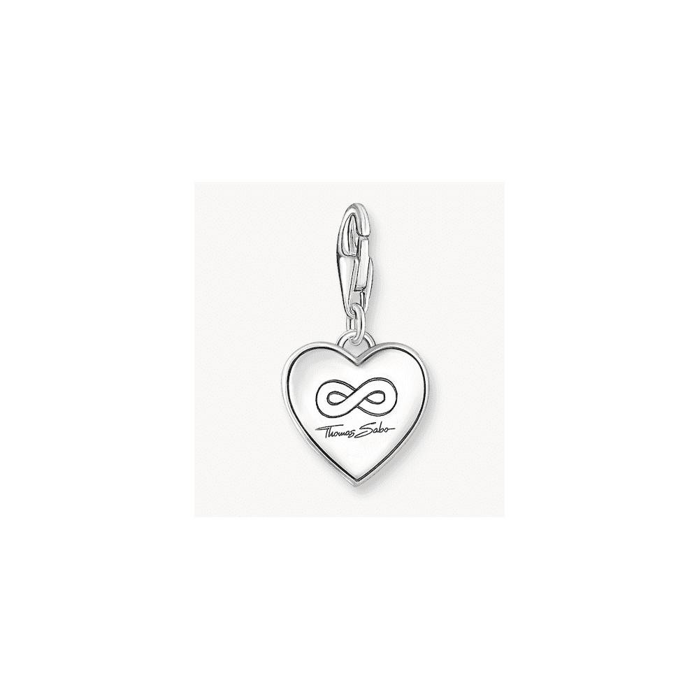 Silver heart charm pendant YOU & ME