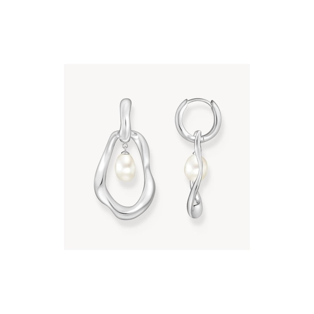 Silver hoop earrings with freshwater pearls Natural Beauty