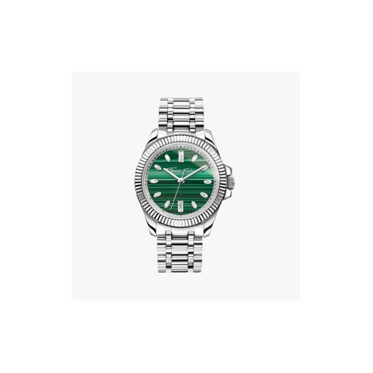 Silver ladies' watch Divine Jewellery Stone with green malachite