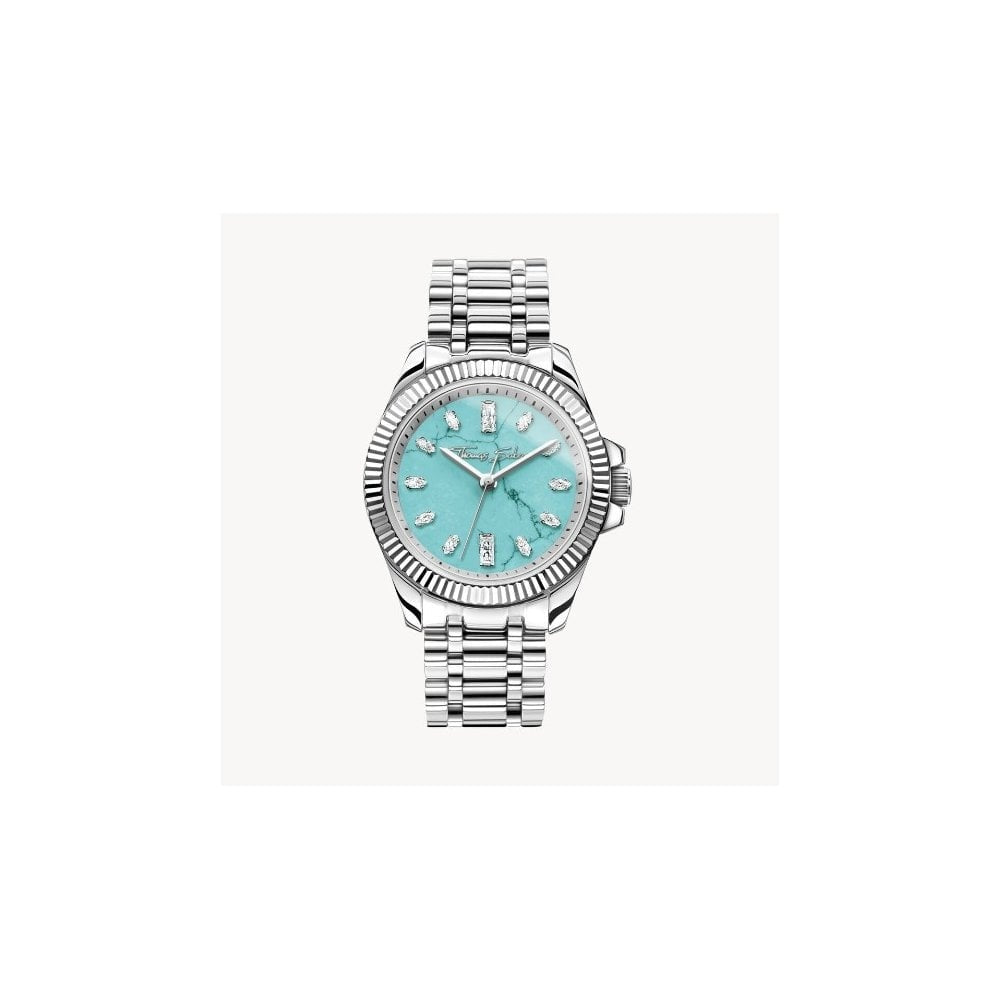 Silver ladies' watch Divine Jewellery Stone with imitation turquoise