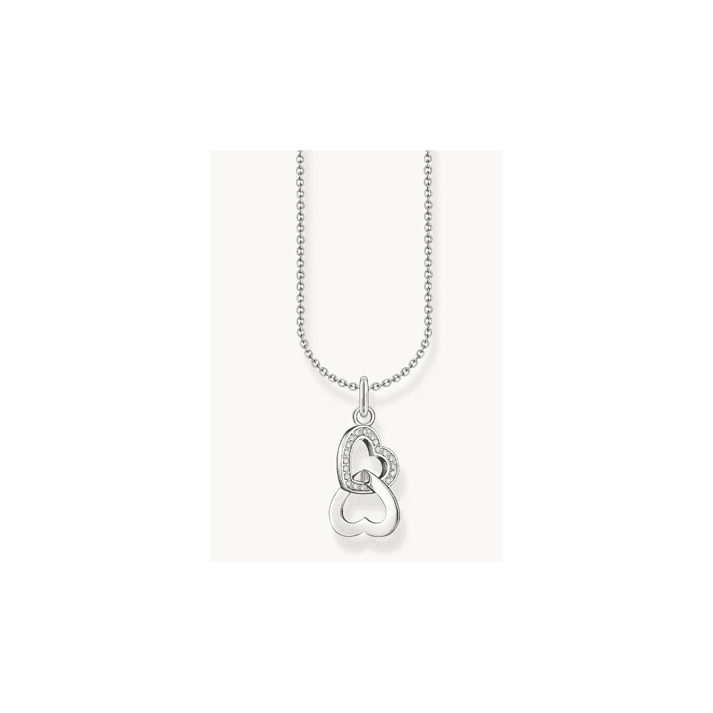 Silver necklace with intertwined hearts pendant and zirconia
