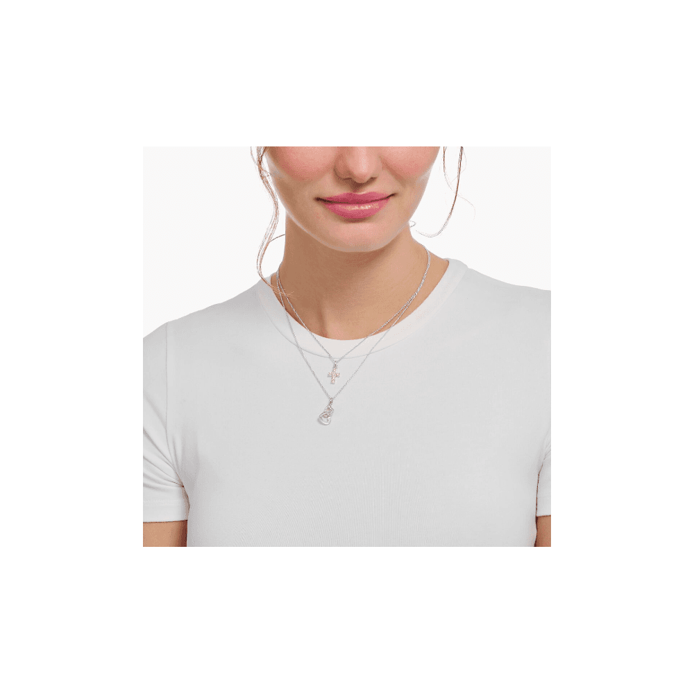 Silver necklace with intertwined hearts pendant and zirconia