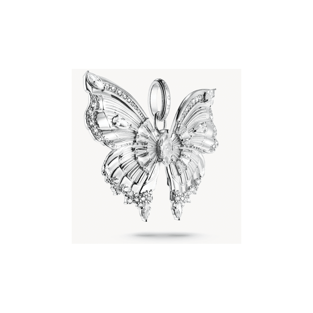 Silver pendant Butterfly Paradise with stones