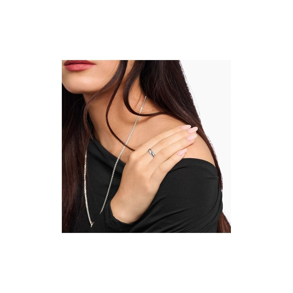 Silver ring with lines size 62