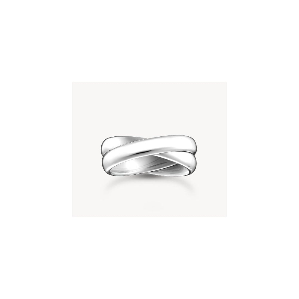 Silver slim ring in duo design size 54