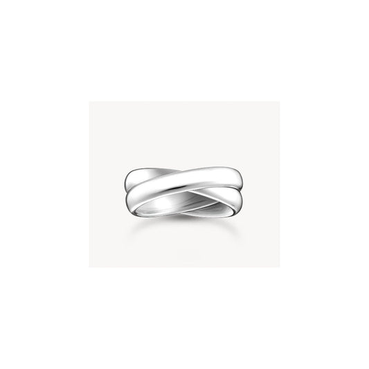 Silver slim ring in duo design size 54