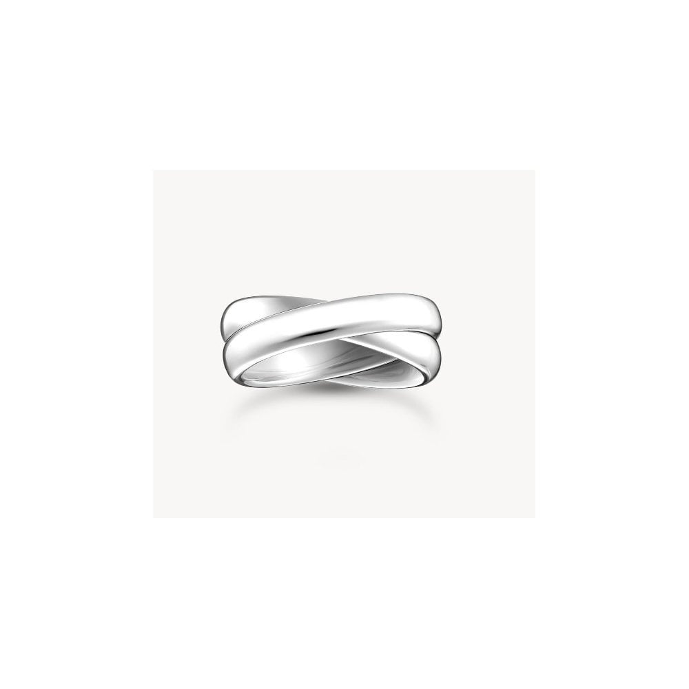 Silver slim ring in duo design size 58
